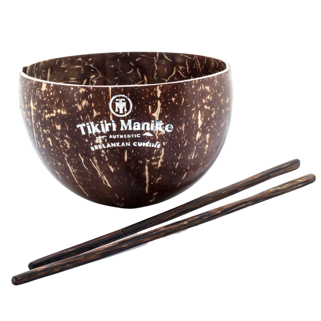 Coconut Shell Bowl with Chopsticks